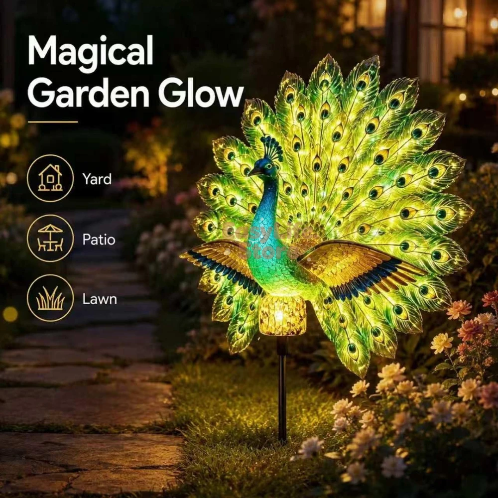 Farming And Agriculture - Solar Peacock Garden Sculpture, Outdoor Decor